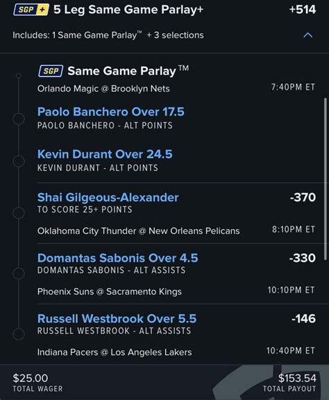 parlays for tonight nba